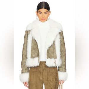 Apparis Jay distressed Teddy Jacket size small NWT